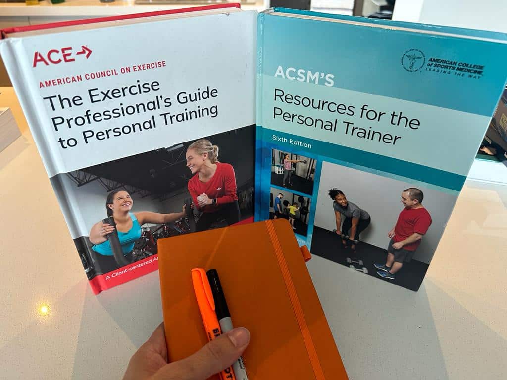 ACE CPT and ACSM CPT textbook covers ready to compare and contrast the two certifications